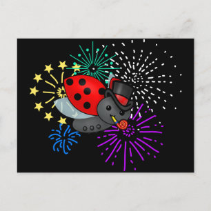 Cartão Postal Anos novos Ladybug