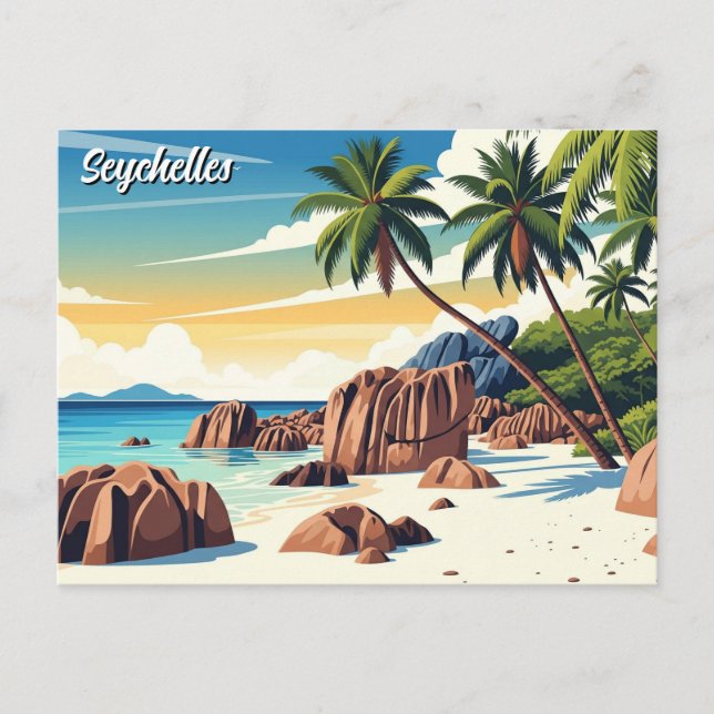 Cartão Postal Anse Source d'Argent Beach Viagem (Frente)