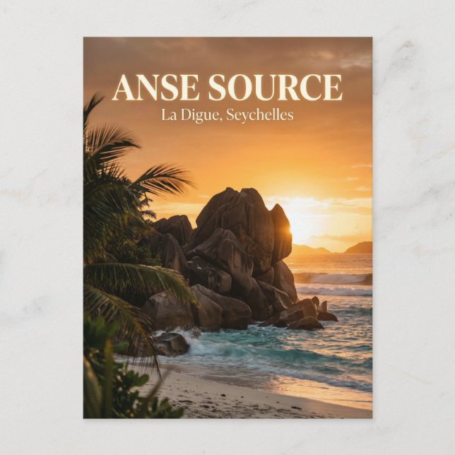Cartão Postal Anse Source d'Argent, La Passe, La Digue (Frente)