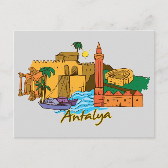 Cartão Postal Antalya, Cidade Famosa da Turquia (Frente)