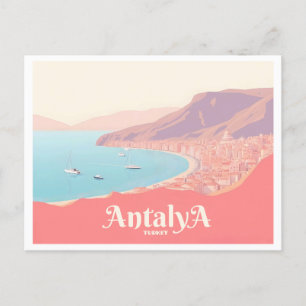 Cartão Postal Antalya Turkey Pastel Viagem