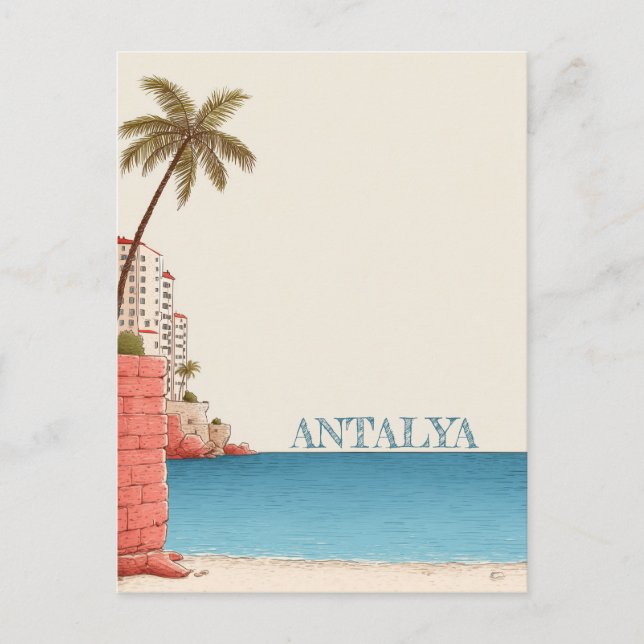 Cartão Postal Antalya TurquiaViagem (Frente)