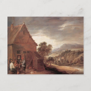 Cartão Postal Antes da pousada por David Teniers o mais jovem