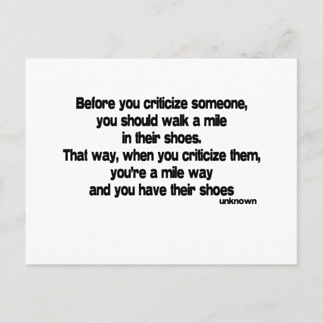 Cartão Postal Antes de criticar a citação (Frente)