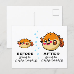 Cartão Postal Antes e Depois de Ir à Vovó Divertida Nana