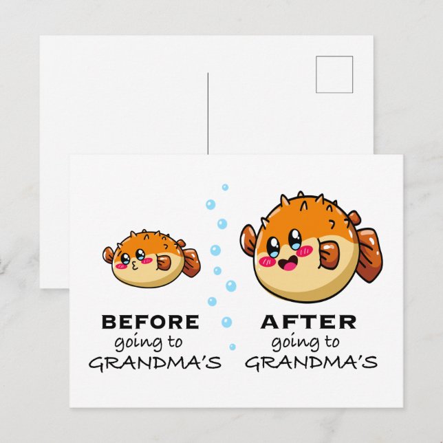 Cartão Postal Antes e Depois de Ir para a Vovó Divertida Nana (Frente/Verso)