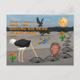 Cartão Postal Anti Trump / Escavando sua cabeça na areia,