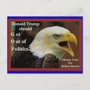 Cartão Postal Anti Trump, Pro Biden Águia Careca Americana Irrit