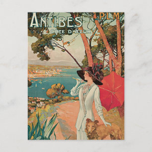 Cartão Postal Antibes Côte d'Azur France Vintage