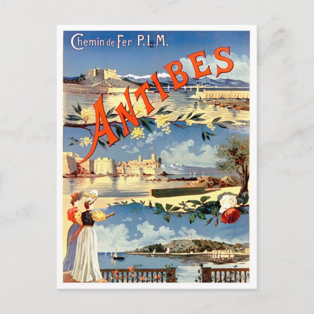 Cartão Postal Antibes viagens vintage França (Frente)