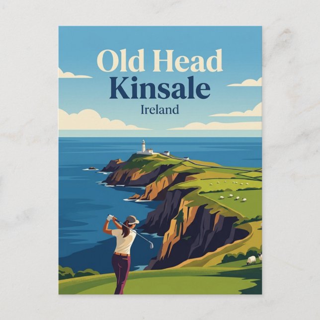 Cartão Postal Antiga Cabeça Kinsale Irlanda (Frente)