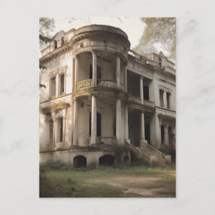 Cartão Postal Antiga Casa Branca de Mansão Abandonada