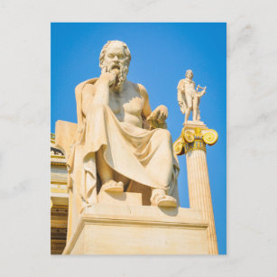 Cartão Postal Antiga estátua de filósofo em Atenas, Grécia