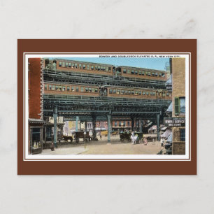 Cartão Postal Antiga ferrovia elevada da Bowery em Nova York