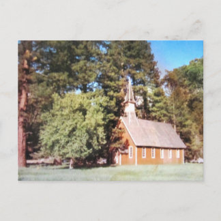 Cartão Postal Antiga Igreja Yosemite Califórnia. Vintage