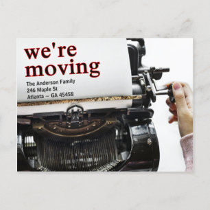 Cartão Postal Antiga Máquina de Escrever na Escola Estamos Mudan