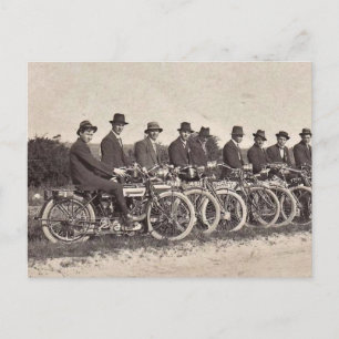 Cartão Postal Antiga motocicletas 1912 Foto B&W