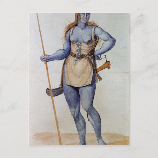 Cartão Postal Antiga Mulher Britânica (Frente)