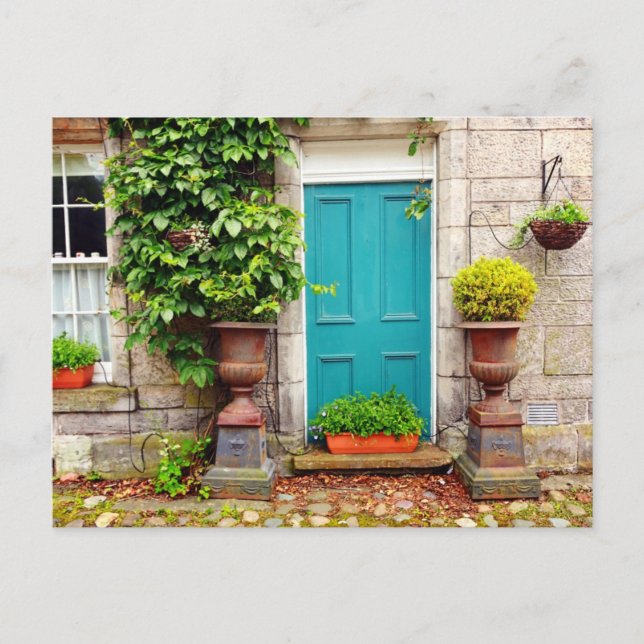 Cartão Postal Antiga porta escocesa tradicional (Frente)