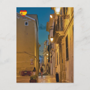Cartão Postal Antiga rua estreita iluminada em Mahon - Menorca