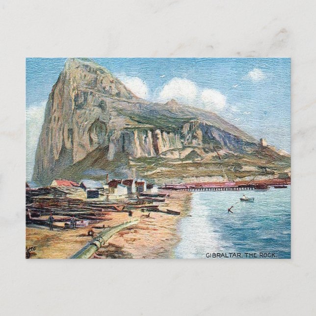Cartão Postal Antigo - A Rocha de Gibraltar (Frente)