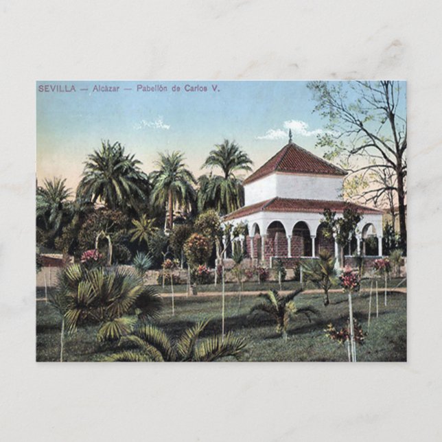 Cartão Postal Antigo - Alcazar, Sevilha, Espanha (Frente)