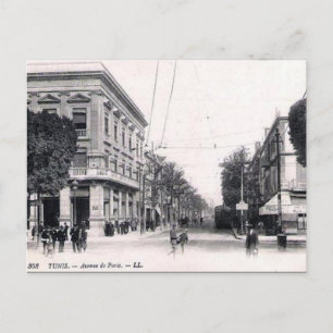 Cartão postal antigo - Avenue de Paris, Tunis