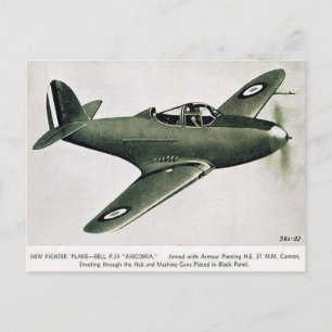 Cartão Postal Antigo - Avião de Caça Bell P.39 Air