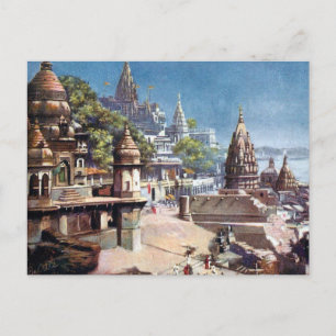Cartão postal antigo - Benares (Varanasi), Índia