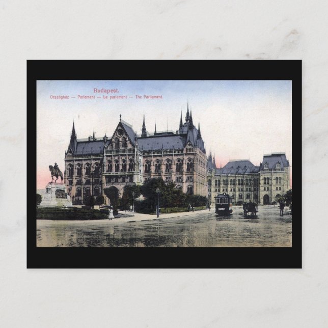 Cartão Postal Antigo - Budapeste, Parlamento 1913 (Frente)