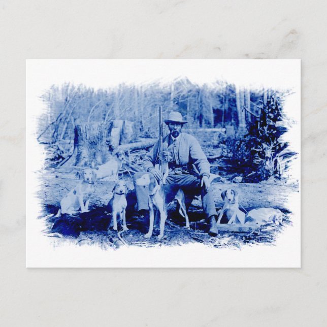Cartão Postal Antigo Caçador Com Cães (Frente)