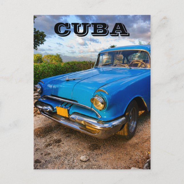 Cartão Postal Antigo carro clássico americano em Trinidade, Cuba (Frente)