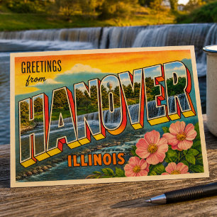 Cartão Postal Antigo cartão-postal de Hanover Illinois Greetings