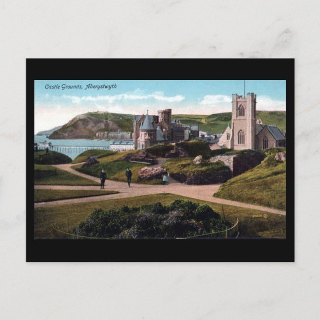 Cartão postal antigo - Castelo de Aberystwyth (Frente)