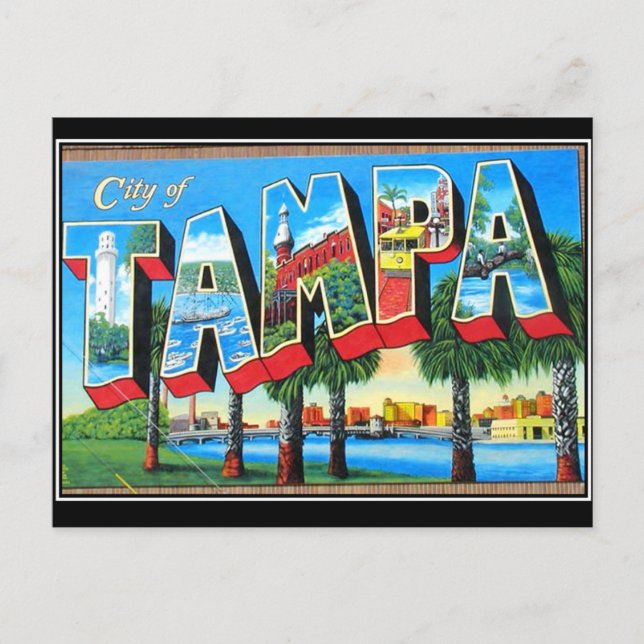 Cartão postal antigo da cidade de Tampa (Frente)