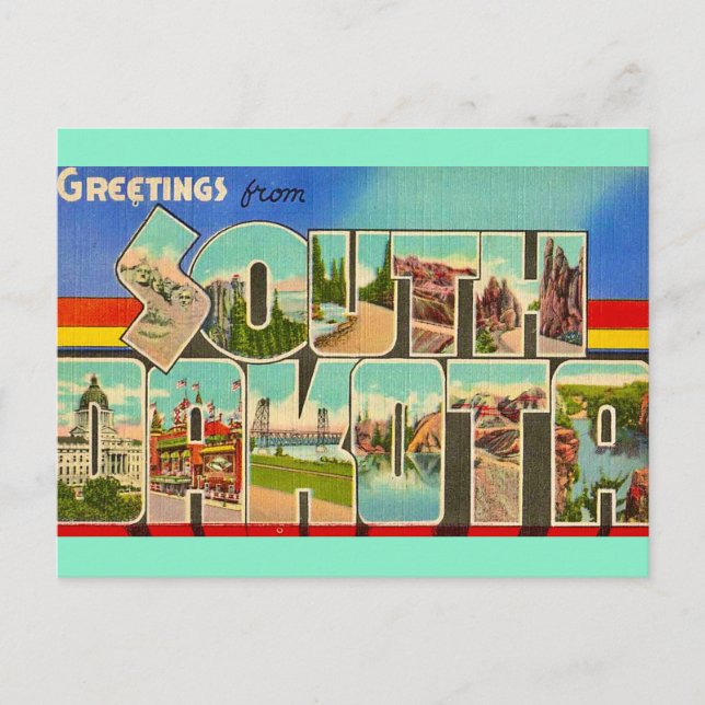 Cartão Postal Antigo da Dakota do Sul (Frente)