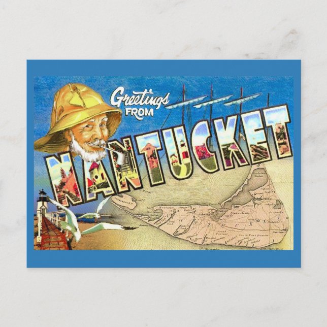 Cartão Postal Antigo da Ilha Nantucket (Frente)