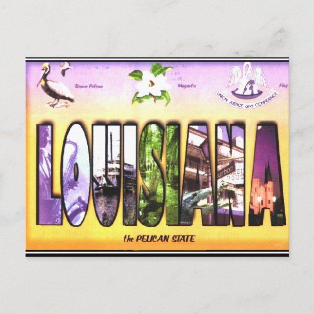 Cartão Postal Antigo da Louisiana (Frente)