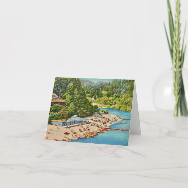 Cartão postal antigo da praia do rio Russo (Frente)