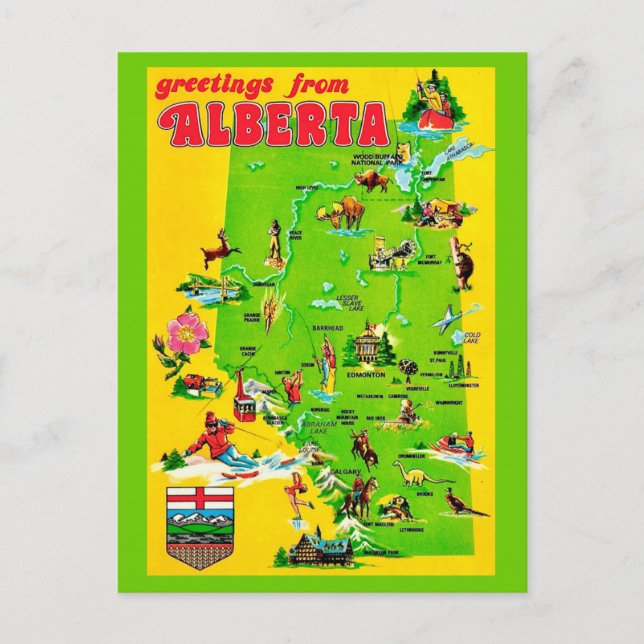 Cartão postal antigo de Alberta Canadá (Frente)