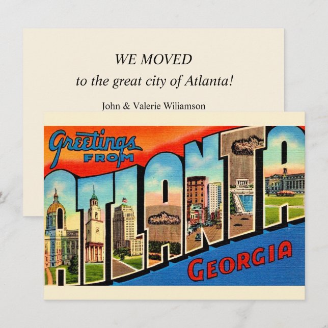 Cartão postal antigo de Atlanta Geórgia (Frente/Verso)