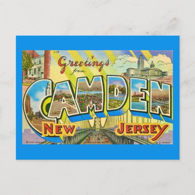 Cartão postal antigo de Camden Nova Jersey (Frente)