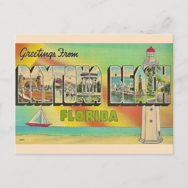 Cartão postal antigo de Daytona Beach (Frente)