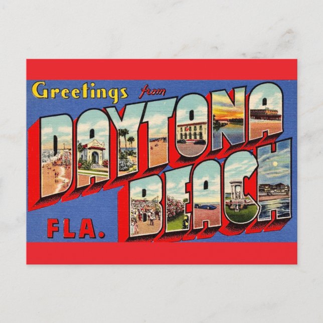 Cartão postal antigo de Daytona Beach (Frente)