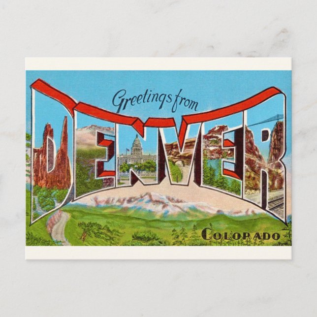Cartão postal antigo de Denver Colorado (Frente)