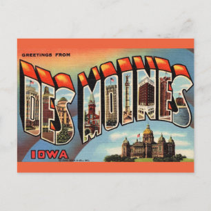 Cartão postal antigo de Des Moines Iowa
