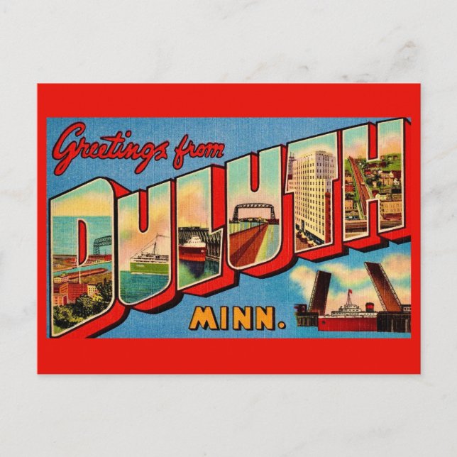 Cartão postal antigo de Duluth MI (Frente)