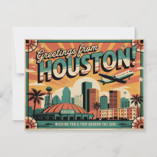 Cartão Postal Antigo de Houston | Saudações de Hou
