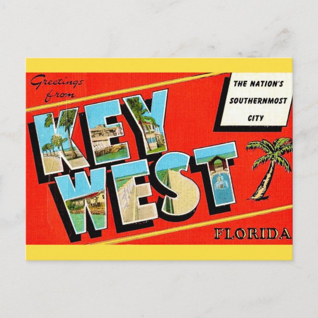 Cartão postal antigo de Key West (Frente)