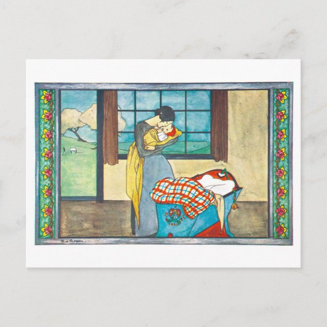 Cartão postal antigo de Mãe e Filho (Frente)
